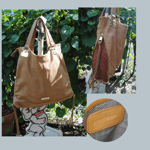 STEVE MADDEN Faux Pebble Leather Expandable Bag